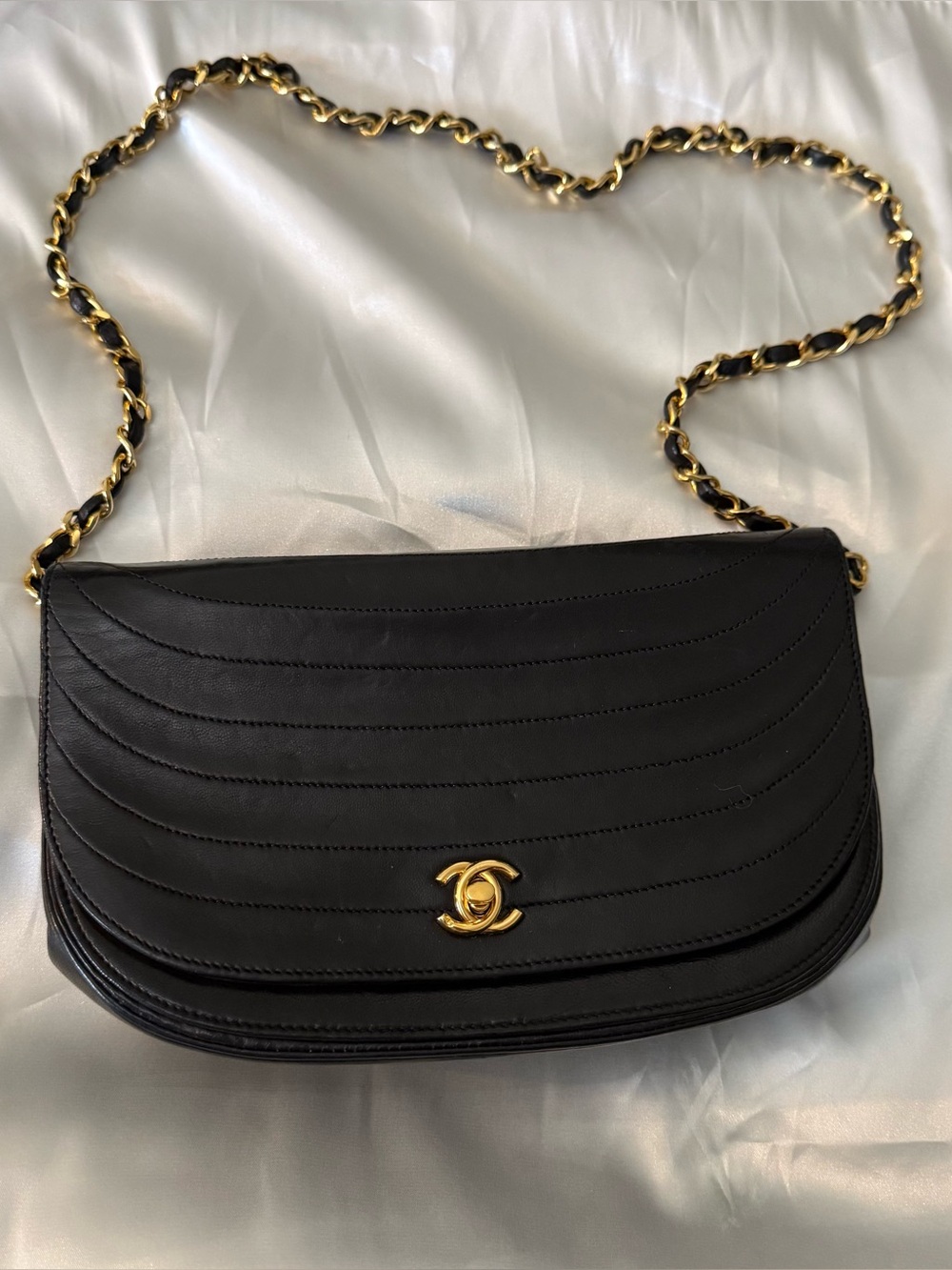 Vintage 80s Chanel Half Moon Flap